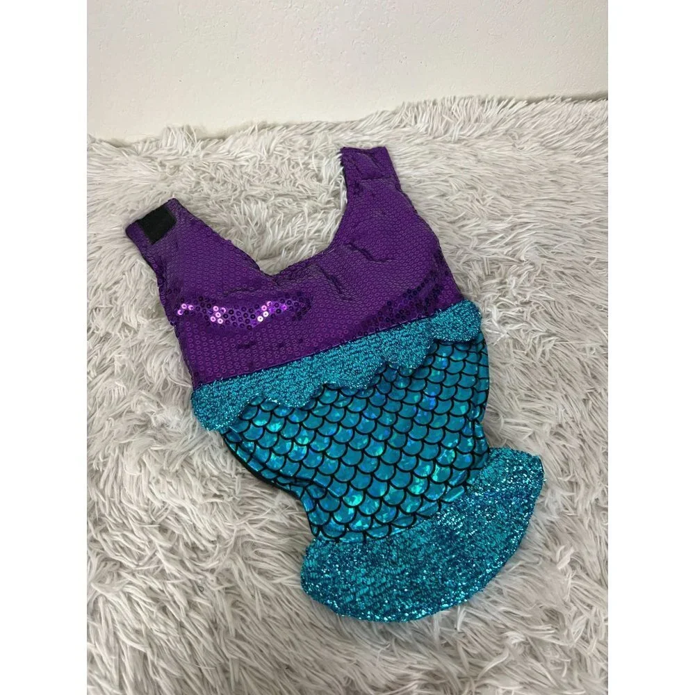 Cat Halloween Costume Sequin mermaid Fits 12-15lb cat
